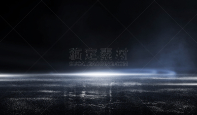 空的,沥青,三维图形,探照灯,夜晚,雾,蓝色,抽象,黑色,烟