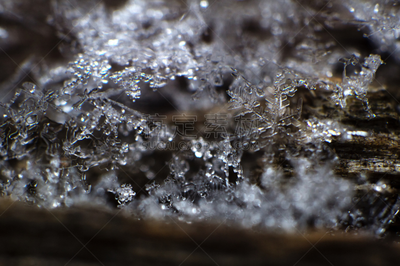 大规模的放大,雪花,背景,木制,水平画幅,雪,无人,特写,冰晶