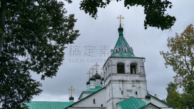 夏天,东正教,克里姆林宫,云,在下面,神,地形,户外,十字形,黄金