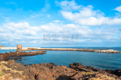 撒丁岛,卡斯特尔萨多,地形,水平画幅,沙子,无人,夏天,户外,海滩,海景