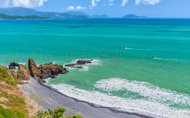 芽庄,夏天,海湾,渔船,水,天空,沙子,海滩,热带气候,旅游