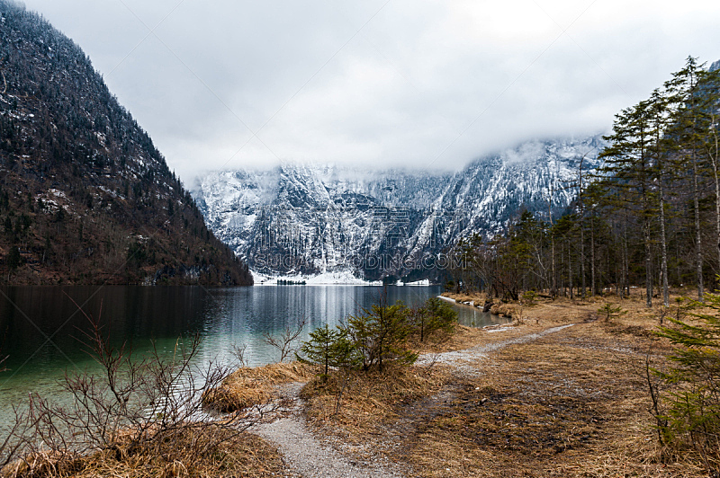 湖,德国,贝希特斯加登,自然,水,寒冷,水平画幅,岩石,雪,无人