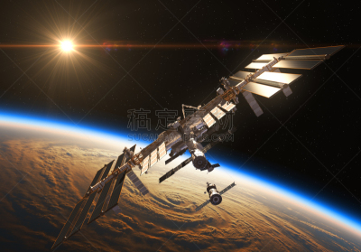 国际空间站,背景聚焦,太空交通工具,星系,水平画幅,云,星星,宇航员,轨道运行,无人