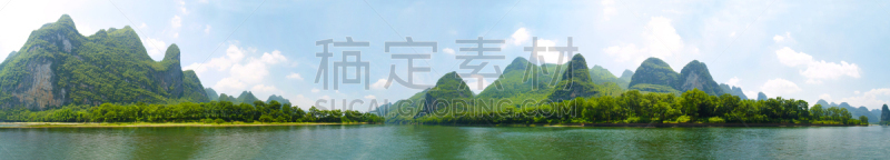 漓江,桂林,河流,全景,阳朔,喀斯特,水,天空,留白,水平画幅