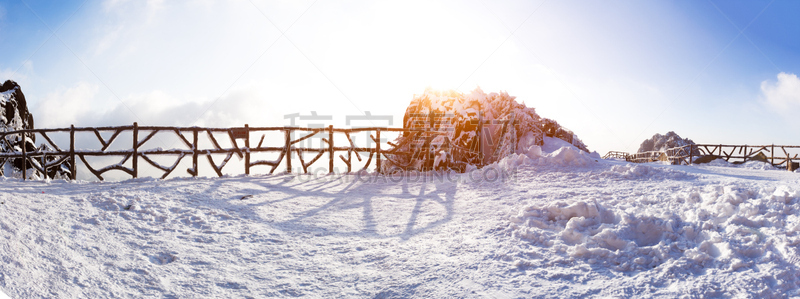 雪,都市风光,黄山,黄山山脉,安徽省,天空,美,水平画幅,山,无人