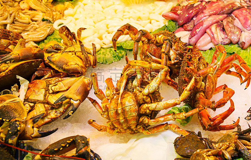 清新,螃蟹,水平画幅,无人,超级市场,生食,膳食,海产,商店,螯虾
