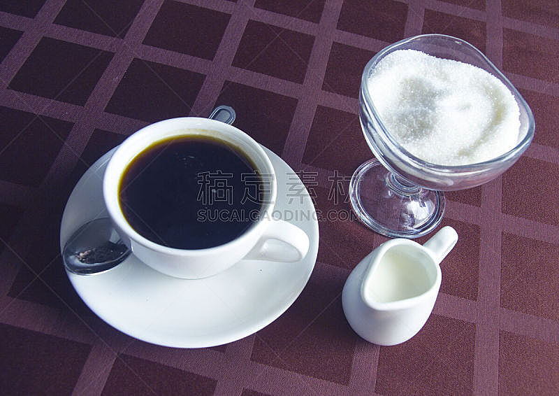 拿铁咖啡,杯,白色,糖,早晨,牛奶瓶,桌子,水平画幅,无人,茶碟