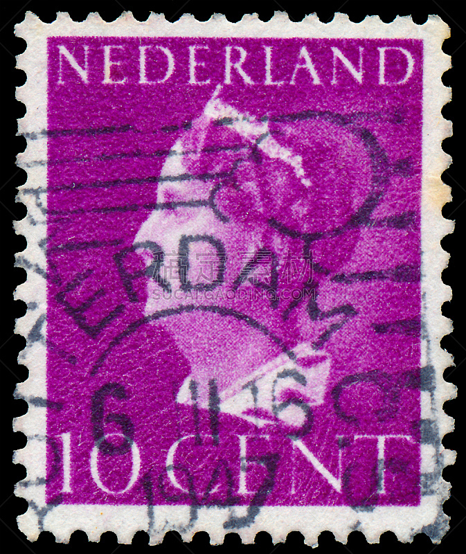 邮票,荷兰,威廉明娜女王,1940,邮戳,背景分离,字母,一个人,复古风格,女人