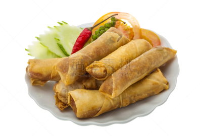 春卷,餐具,自助餐,胡萝卜,清新,水平画幅,素食,开胃品,小吃,深的