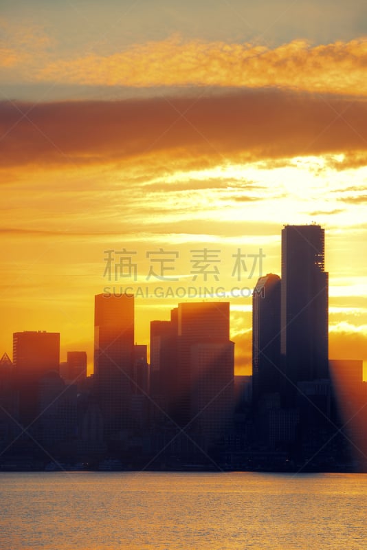 西雅图,垂直画幅,美国,建筑,无人,户外,城市,都市风景,现代,华盛顿州