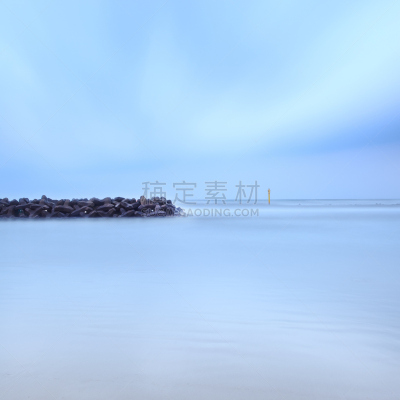 海景,长时间曝光,混凝土,建造物,破浪堤,水,天空,块状,户外,石材
