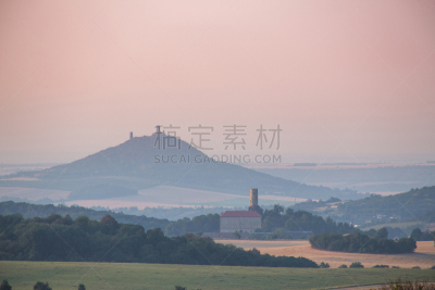 山,中世纪时代,捷克,城堡,天空,水平画幅,无人,古老的,夏天,户外