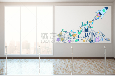 现代,商务,画廊,复式楼,走廊,办公室,绘画插图,新的,艺术,水平画幅