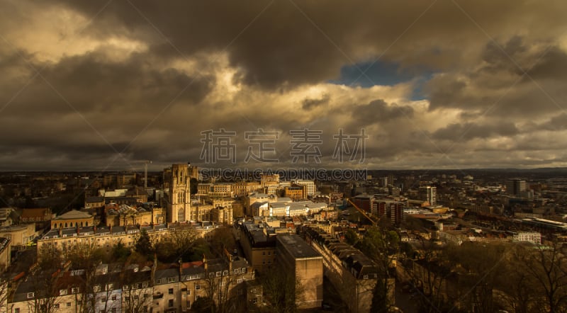 布里斯托大学,英国,旅游目的地,水平画幅,高视角,建筑,无人,全景,城市天际线,建筑外部