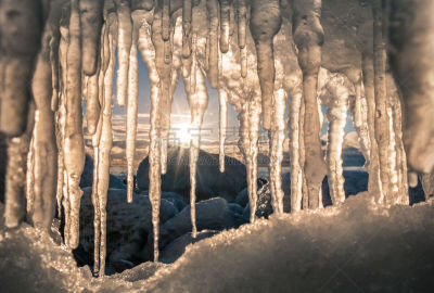 冬天,特写,阳光光束,日光,冰柱,尼斯,水,天空,雪,纯净