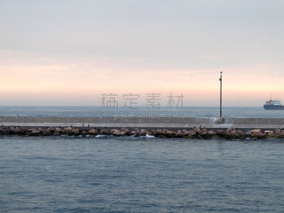 破浪堤,马尔马拉海,博斯普鲁斯海峡,防波堤,水平画幅,橙色,建筑,无人,曙暮光,日落
