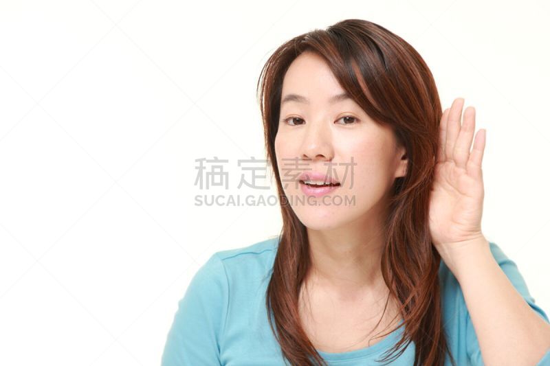 女人,人的耳朵,在之后,手,水平画幅,长袖衫,仅成年人,日本人,长发,成年的