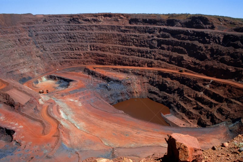 巨大的,横截面,开着的,铁矿山,必和必拓,天然磁石,the pilbara,iron mining,铁矿,开挖矿山