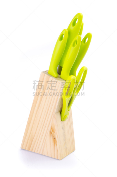 一个物体,垂直画幅,炊具刀,木制,白色背景,尖利,马来西亚,背景分离,钢铁,刀架