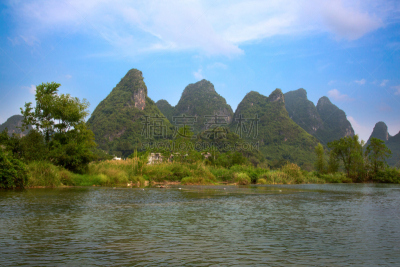 漓江,水,水平画幅,山,无人,石灰石,东亚,户外,阳朔,竹子