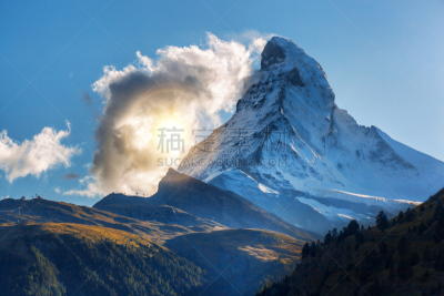 瑞士阿尔卑斯山,山,马特洪峰,自然美,天空,雪,顶部,山脊,高处,冬天