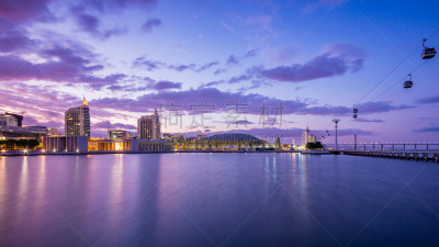Park of Nations, the new district in Lisbon, Portugal. Covering  the Sao Rafael and Sao Gabriel towers, Torre Vasco da Gama, Altice Arena