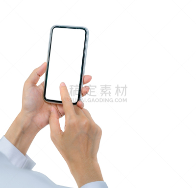 女人,白色背景,手机,手,特写,留白,手牵手,市场营销,触摸,复制