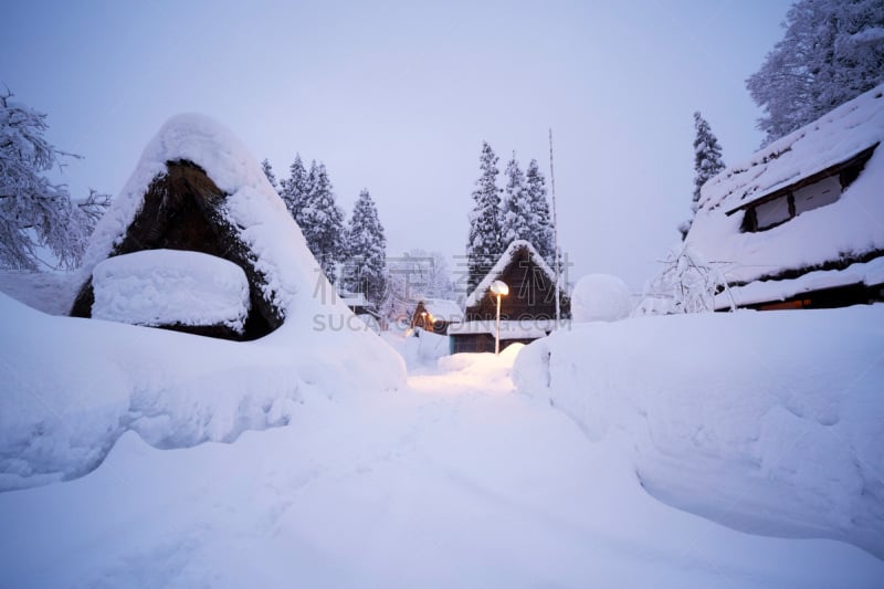 相仓村,五箇山,合掌屋,岐阜县,纪念品,美,水平画幅,雪,传统,古老的