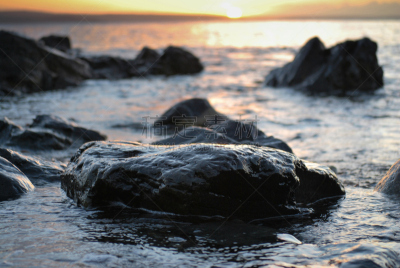 康沃尔,黎明,岩石,海洋,湿,特写,水,天空,美,水平画幅