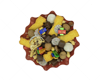 果子甜面包,盘子,巧克力,饼干,坚果,传统,背景分离,食品,糖果