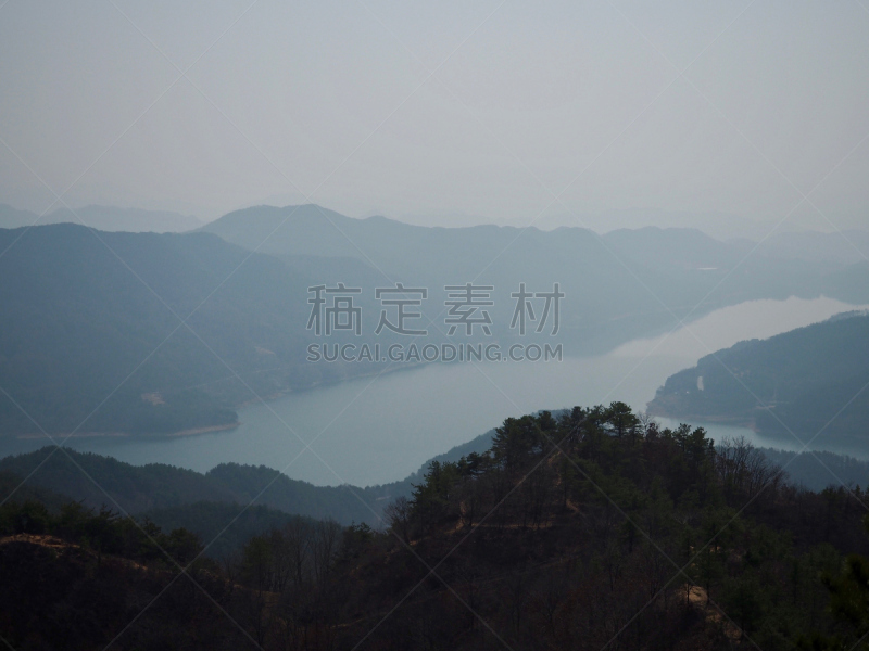 早晨,湖,韩国,山,清州市,水,天空,美,公园,水平画幅