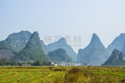 喀斯特,山脉,风景,法明顿山,桂林山水,天空,水平画幅,高视角,林区,岩层
