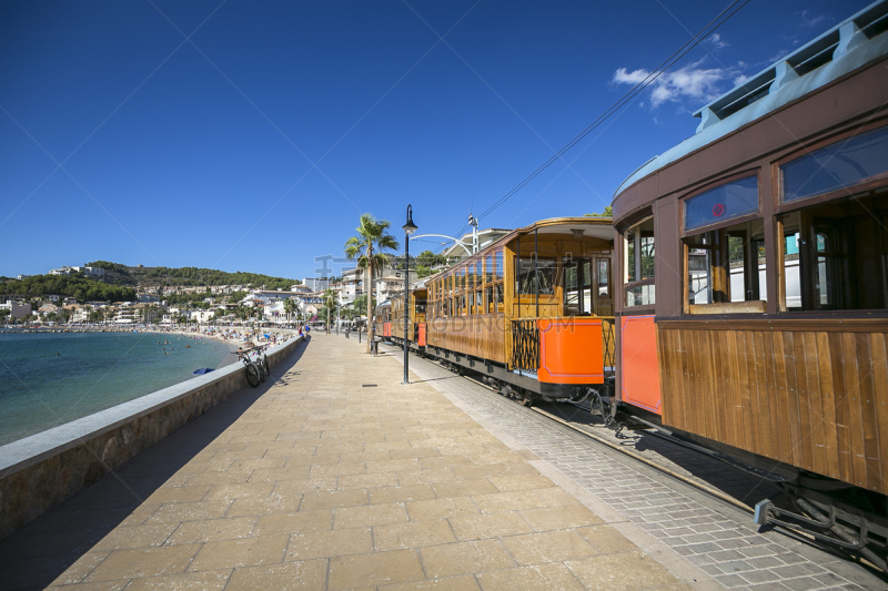 puerto de soller,马略卡,电车轨道,水平画幅,古老的,古典式,铁轨轨道,旅行者,巴利阿里群岛,户外