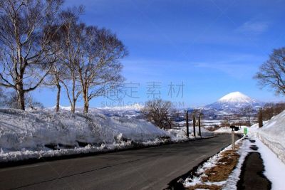 北海道,冬天,羊蹄山,雪,地形,水平画幅,日本,滑雪运动,二世谷,旅行者