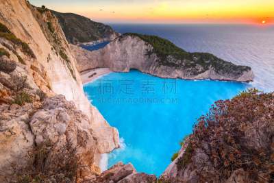 扎金索斯,船难海滩,水,水平画幅,无人,石灰石,夏天,户外,爱奥尼亚海