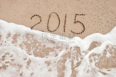 海滩,概念,新年前夕,2015年,水,贺卡,新的,沙子,夏天,想法