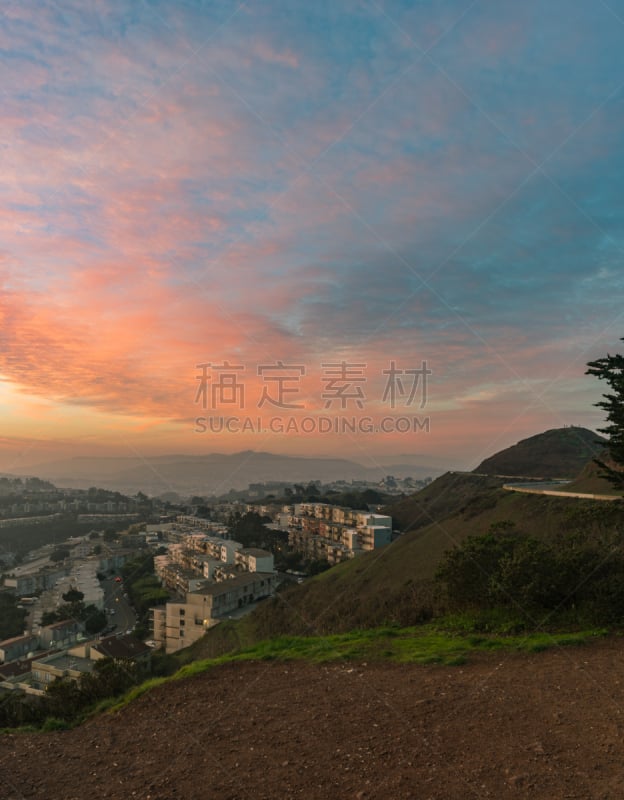 天空,在上面,旧金山,多色的,垂直画幅,美国西部,美国,湾区,无人,路