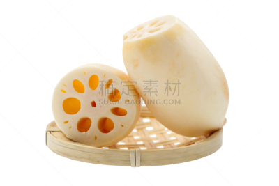 莲藕,白色背景,穿洞的,传统,蔬菜,一个物体,背景分离,食品,植物,根状茎状植物