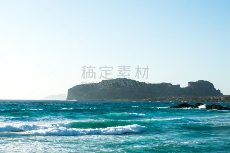 克里特岛,希腊,波浪,海滩,红棕色马,云,干尼亚,绿松石色,岩石,夏天