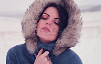 冬天,美,女人,水平画幅,雪,美人,肖像,户外,仅成年人