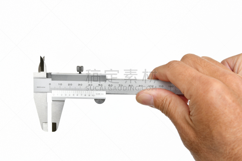 游标卡尺,计量器,留白,水平画幅,无人,日本,白色背景,拿着,尺,手
