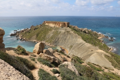 半岛,马耳他,地中海,在之间,海湾,海岸线,水,天空,水平画幅,地形