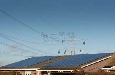 太阳能,电缆,天空,太阳能电池板,水平画幅,银色,秋天,乌特勒支,无人,蓝色