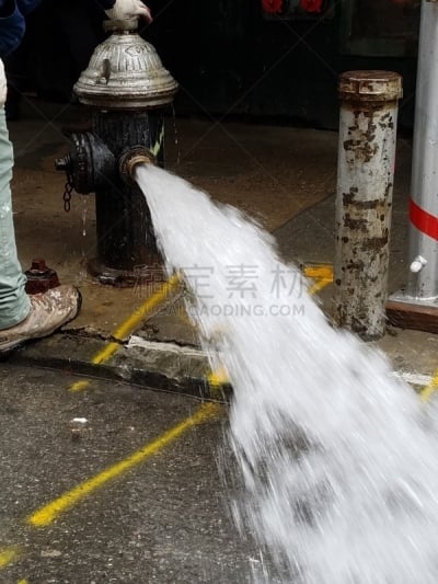 城市,开着的,消防栓,自来水,软管,涂料,商业金融和工业,流水,户外,混凝土