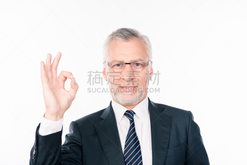 男商人,古老的,智慧,做手势,同意的手势,信心,专业人员,背景分离,仅男人,导演