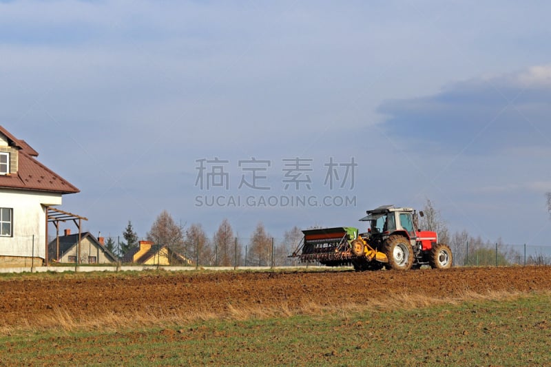 拖拉机,田地,红色,职业,农民,陆地,扫雪车,斯普林费德,家庭生活,播种