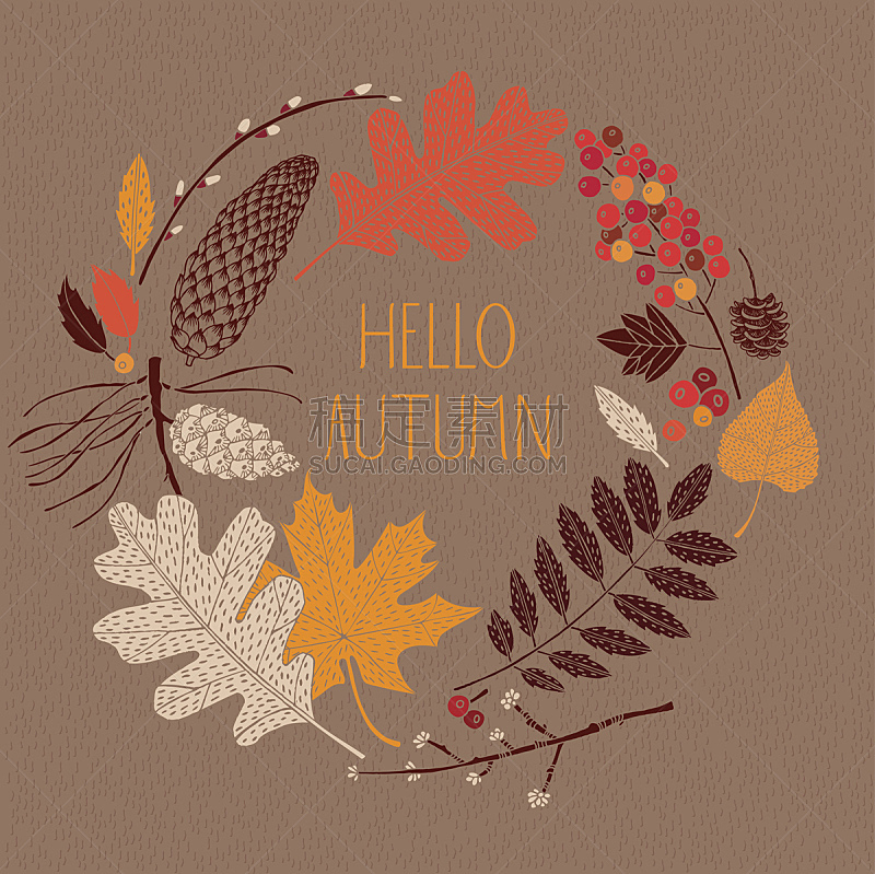 秋天,你好,山梨树,舞台布景,花楸浆果,橡树林地,九月,十月,橙色,色彩鲜艳