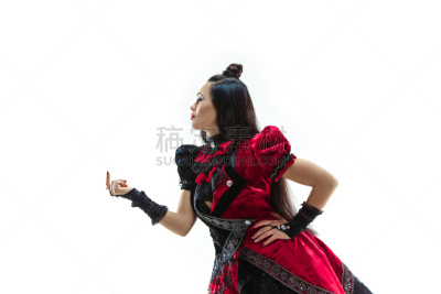 时尚,衣服,中世纪时代,青年女人,戏剧表演,过去,背景分离,肖像,一个人
