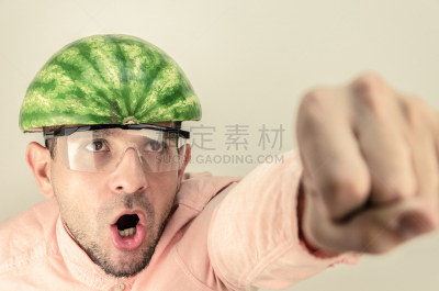 西瓜,人的头部,喜剧演员,假装飞起来,仙女服,诗人,发明家,神迹,美,留白