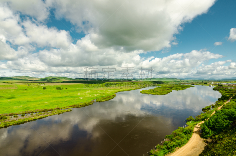 内蒙古自治区,中国,额尔古纳河,花体,水,天空,气候,水平画幅,无人,动物学